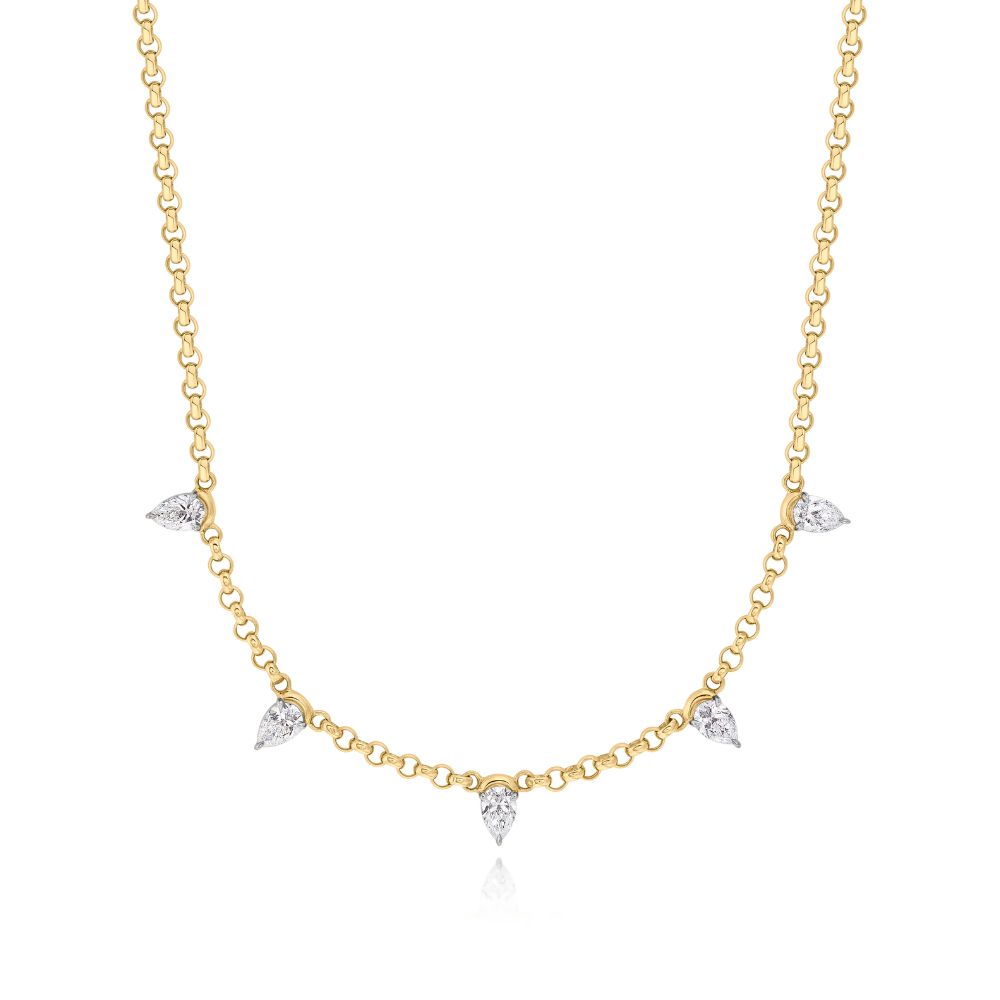 Phillips House 18k Yellow Gold Pear Diamond Cuddle Five Station Necklace